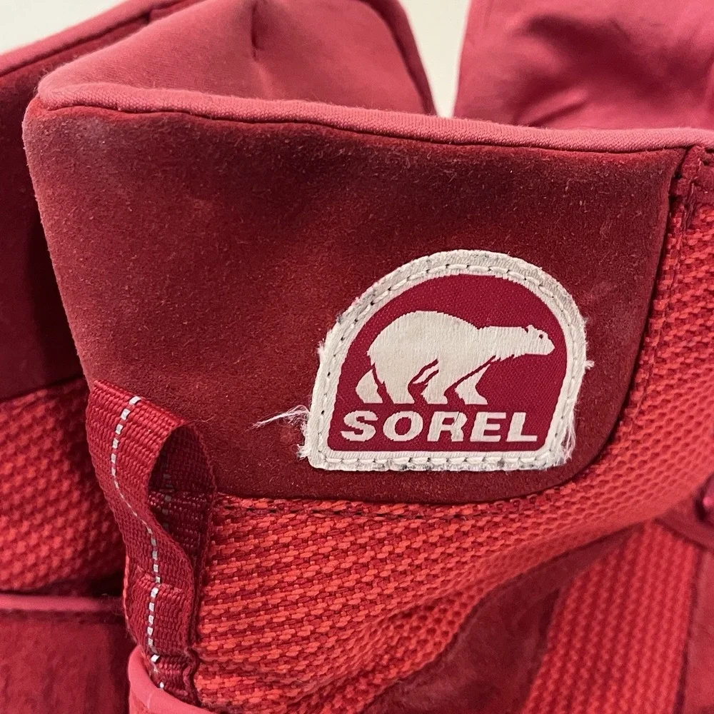 Womens Red Sorel Tivoli Winter Boot Sz 7.5 Lace Up,‎ Nice Used Condition